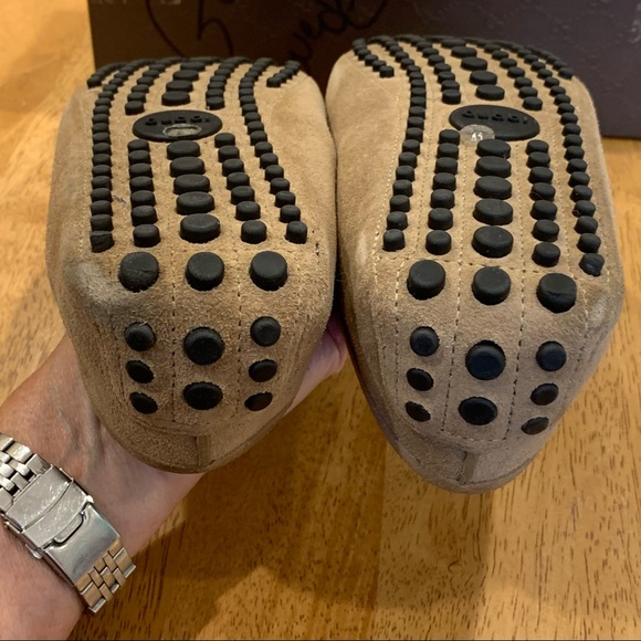 Gucci Sachalian Sport Khaki Suede Driving Loafers‎ 7.5 Men’s - Picture 6 of 16